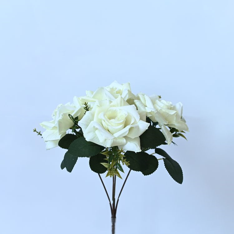 Simulación de rosas de 5 cabezas de rosas de bordes de boda fotografía decoración decorativa accesorios para el hogar flores de simulación flores falsas rosas