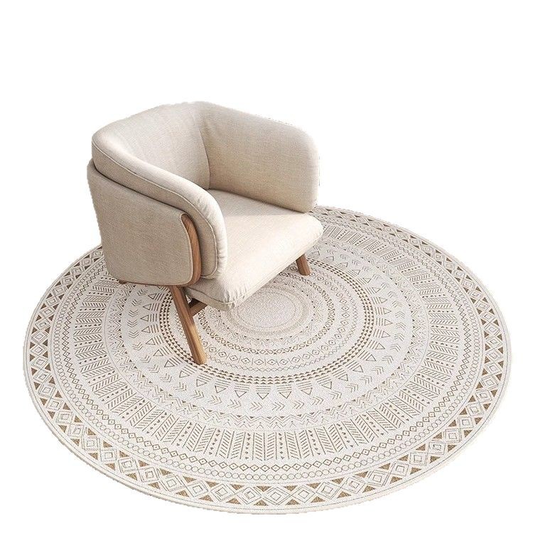 Alfombra de sala de estar redonda de estilo nórdico marroquí, sofá de terciopelo de cristal, mesa de centro, mecedora, cojín para cama de dormitorio