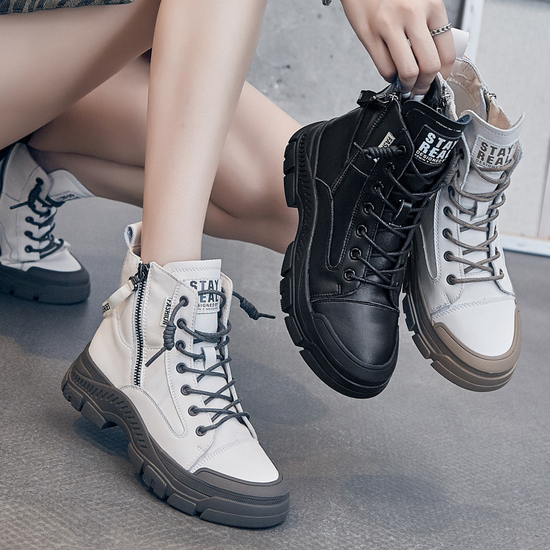 2026 Spring and Autumn New High-Top Casual Shoes for Women, Sports-Style White Shoes, Round-Toe Side Zipper Thick-Soled Cotton Shoes 2026 Spring and Autumn New High-Top Casual Shoes for Women, Sports-Style White Shoes, Round-Toe Side Zipper Thick-Soled Cotton Shoes