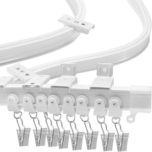 Curved rail 3 meters, white track steel clamp set, hook pulley mounting code accessories