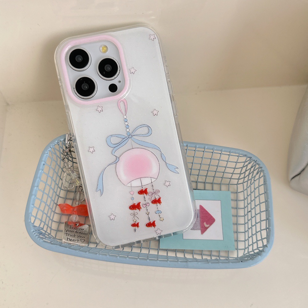 Wind Chime Little Goldfish Adecuado para Apple 15ProMax Funda para teléfono móvil 16Pro nicho 14/13 Colgante 16PM Pareja 14