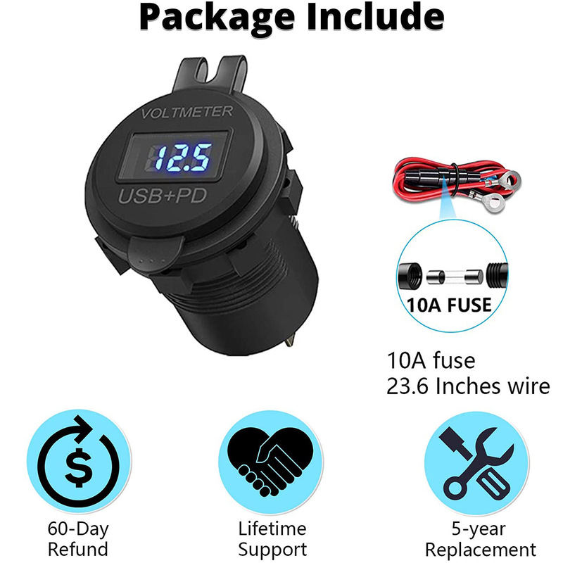 3USB自動車車載トレーラーヨット車充電改造ダブルUSB二口デジタル充電QC3.0充電器55W|undefined