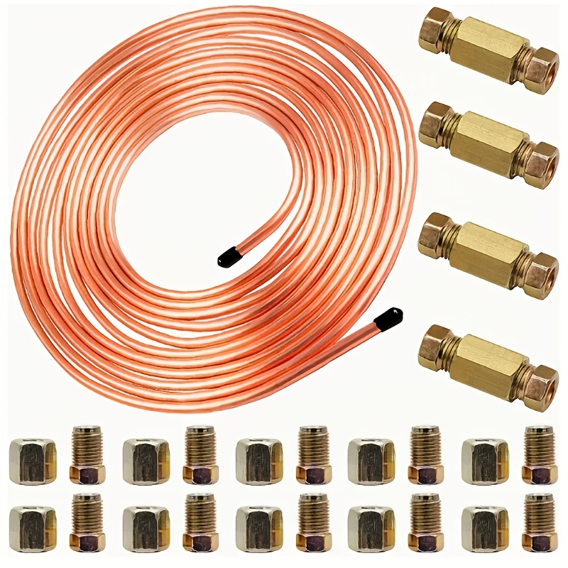 Tubo redondo de 4.76 mm con conector de cobre chapado en oro de grado industrial, línea de freno de 7.62 metros, piezas automotrices resistentes a la corrosión