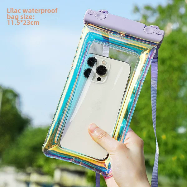Laser Waterproof Phone Pouch with Touch Screen Capability, Transparent Airbag Phone Waterproof Case, Drifting and Swimming Gear, Sealed Diving Cover