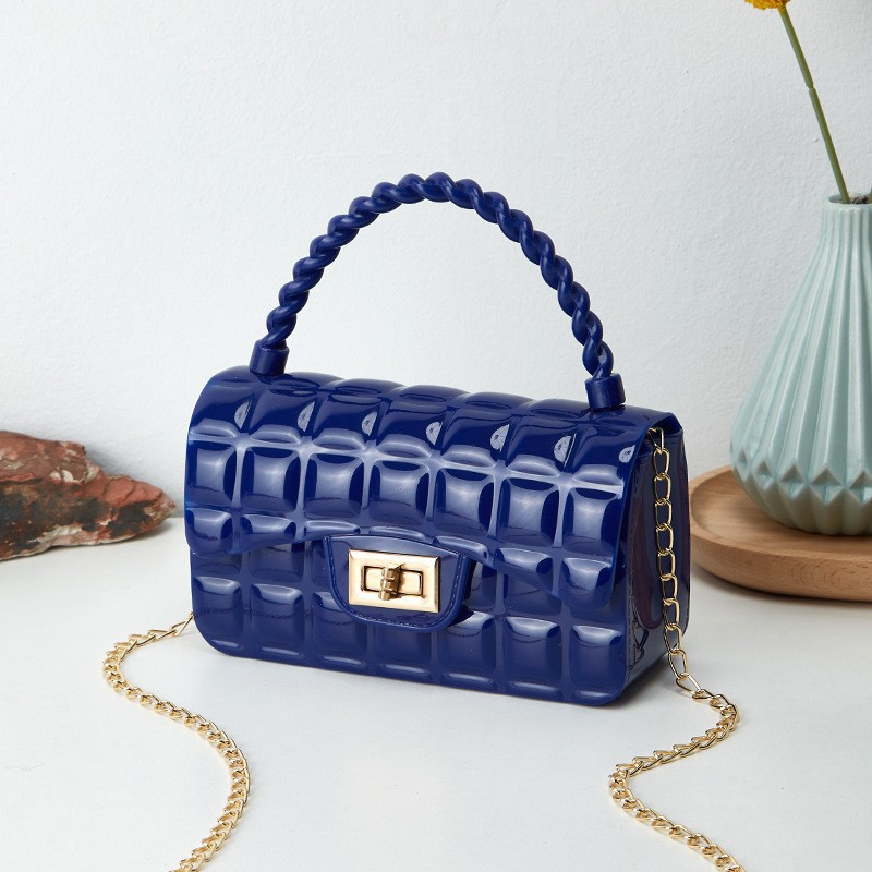 2023 nueva moda de color diamante cadenas de bloqueo bolsas de jalea de PVC bolsas de teléfono móvil bolsas de mujer al por mayor image 10