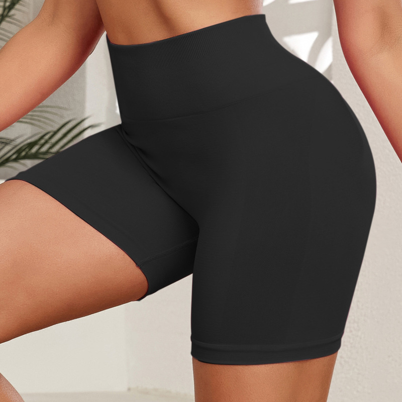 European and American Cross-border High Waist Fitness Yoga Three-point Pants Tight-fitting Running Three-layer Waist Slimming Hip-lifting Plain Women's Shorts