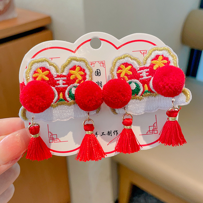 Año Nuevo accesorios para el cabello para niños arco de bordilla pinzas de cabello para niñas vestidos festivos vestidos chinos toques de cabello para niñas joyas de tarjetas de cabello