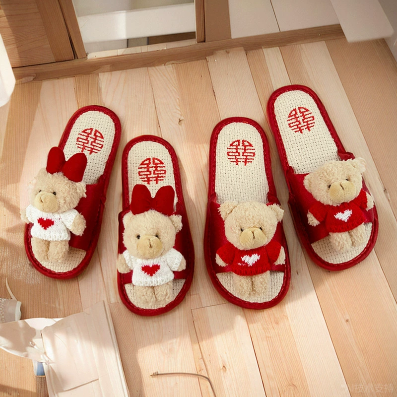 Свадебные тапочки милый свадебный подарок домашнее белье Нескользящие красные пара, Прямая доставка с фабрики