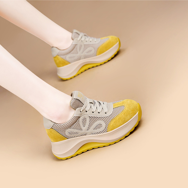 2025 Early Autumn New Style Elegant Mesh Inner Climax White Shoes for Women Casual Forrest Gump Women's Flat Shoes