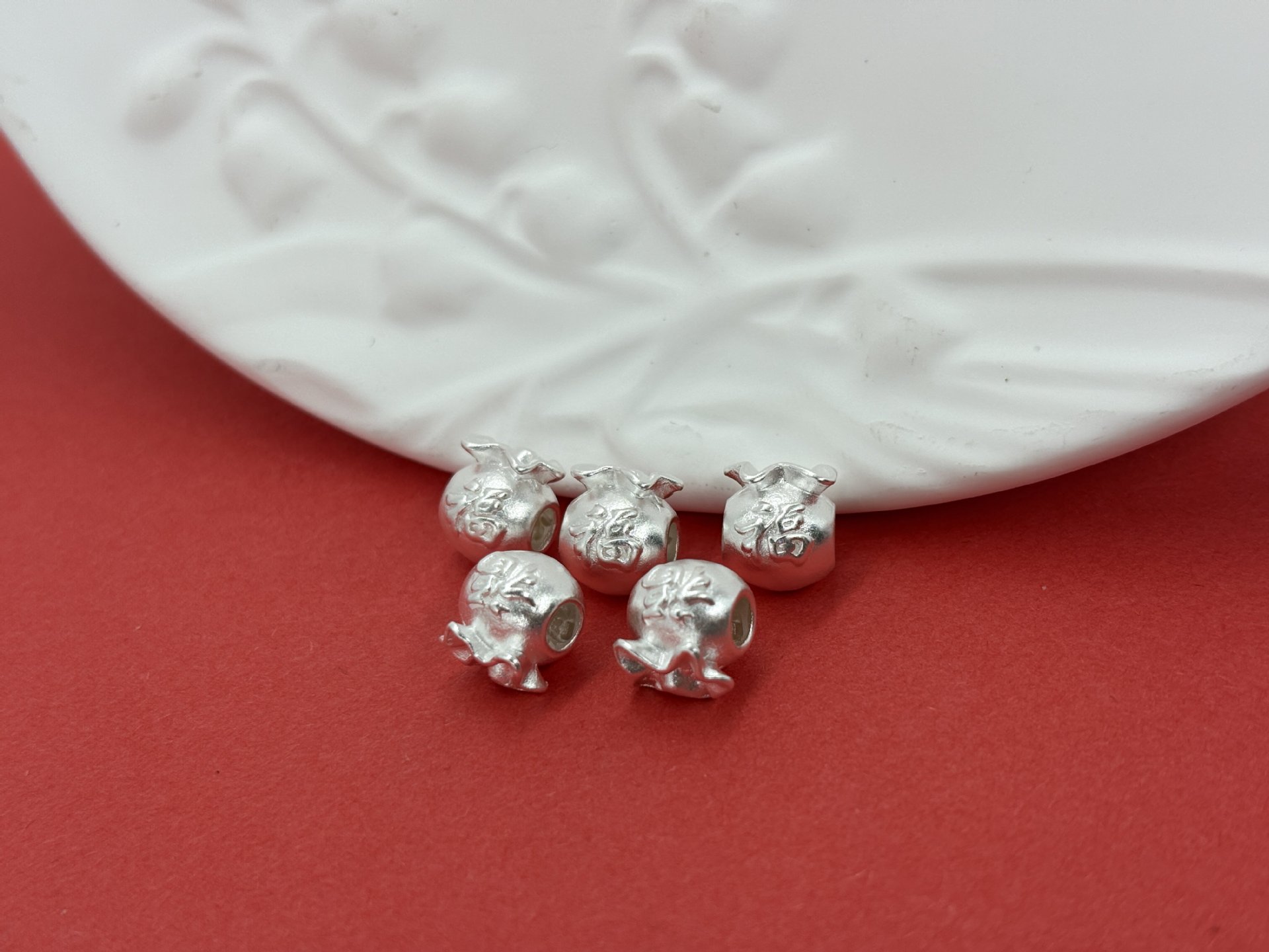 Pure Silver 999 Lucky Bag Transfer Beads, Pure Silver 3D Craftsmanship Loose Beads, Spacer Beads, DIY Silver Jewelry Accessories, Braided Rope Bracelet, Hand String