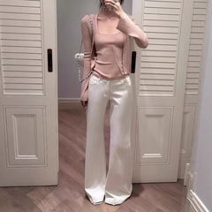 韩系穿搭一整套2025秋季女装辣妹粉色背心针织开衫牛仔裤三件套装