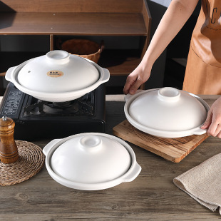 Dry-burning Non-cracking Shallow-mouth Casserole Pot Household High-temperature-resistant Commercial Wide-style Rice Pot Ceramic Small Casserole Shallow Pot Gas