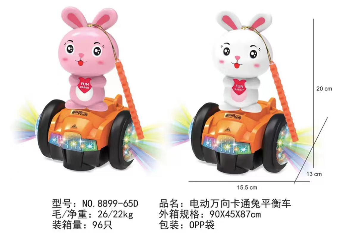 Yuanxiao niños conejito eléctrico equilibrio coche Universal Luz Música Festival de Medio Otoño Linterna juguete puesto al por mayor mercado nocturno