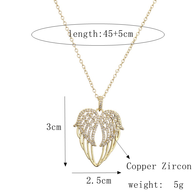 Lady Heart Shape Copper Gold Plated Zircon Pendant Necklace 1 Piece