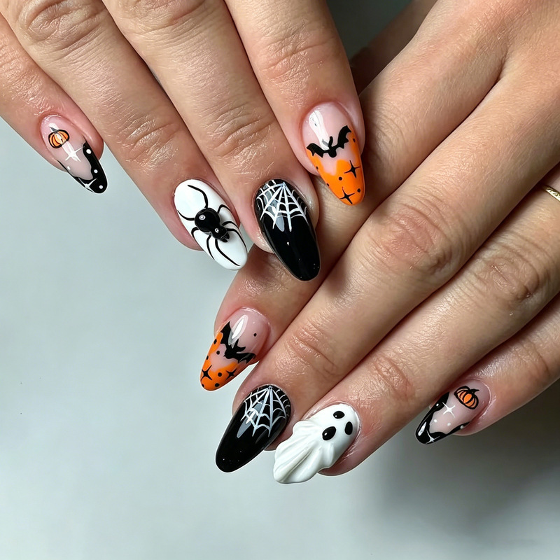Halloween popular 3D nail art: sweet and cool bat, ghost, pumpkin, spider nail pieces, best-selling cross-border nail products Halloween popular 3D nail art: sweet and cool bat, ghost, pumpkin, spider nail pieces, best-selling cross-border nail products