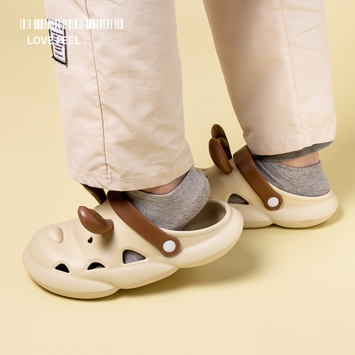 Fawn Milly Summer Cute Cartoon Adult Indoor and Outdoor Soft-soled Fawn Parent-child Croc Shoes Children's Slippers Wholesale