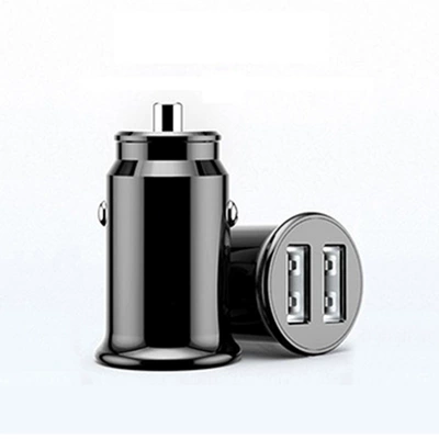 New mini car charger double invisible one drag two double USB charging head car charger fast charge 5v3a (Mobil şarj cihazları) - 5v31a-black