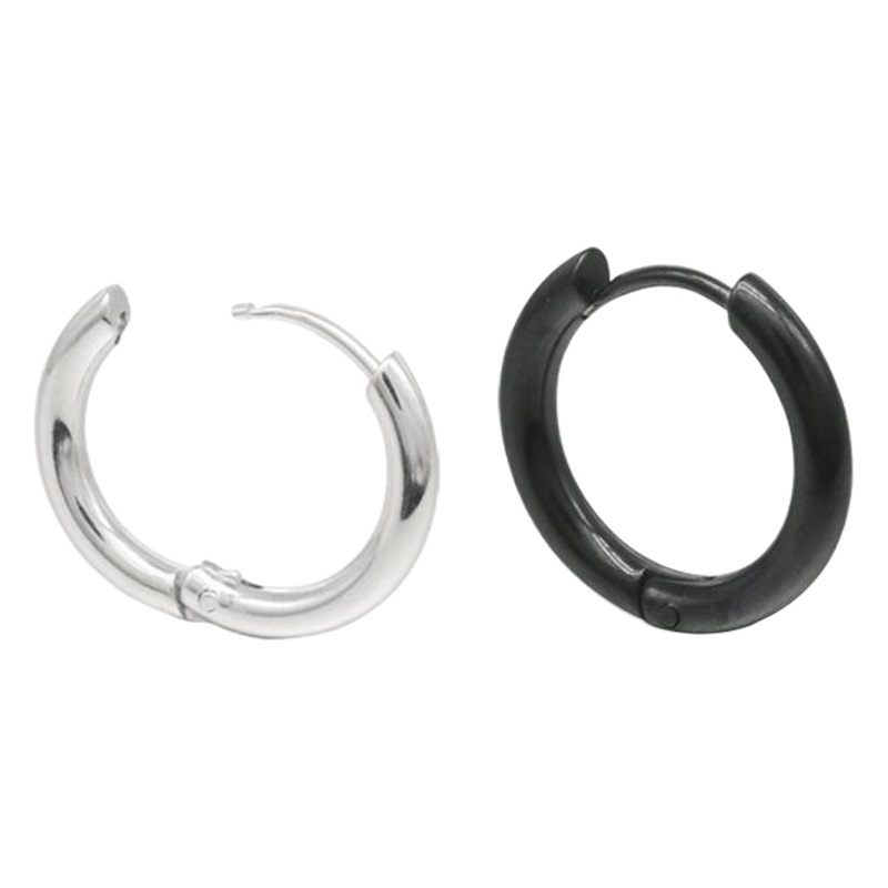 Cross-Border Titanium Steel Earrings and Ear Buckles, Same Style for Men and Women, Personalized Trendyy Versatile Earrings, Stainless Steel Ear Buckles, Plain Hoop Earrings