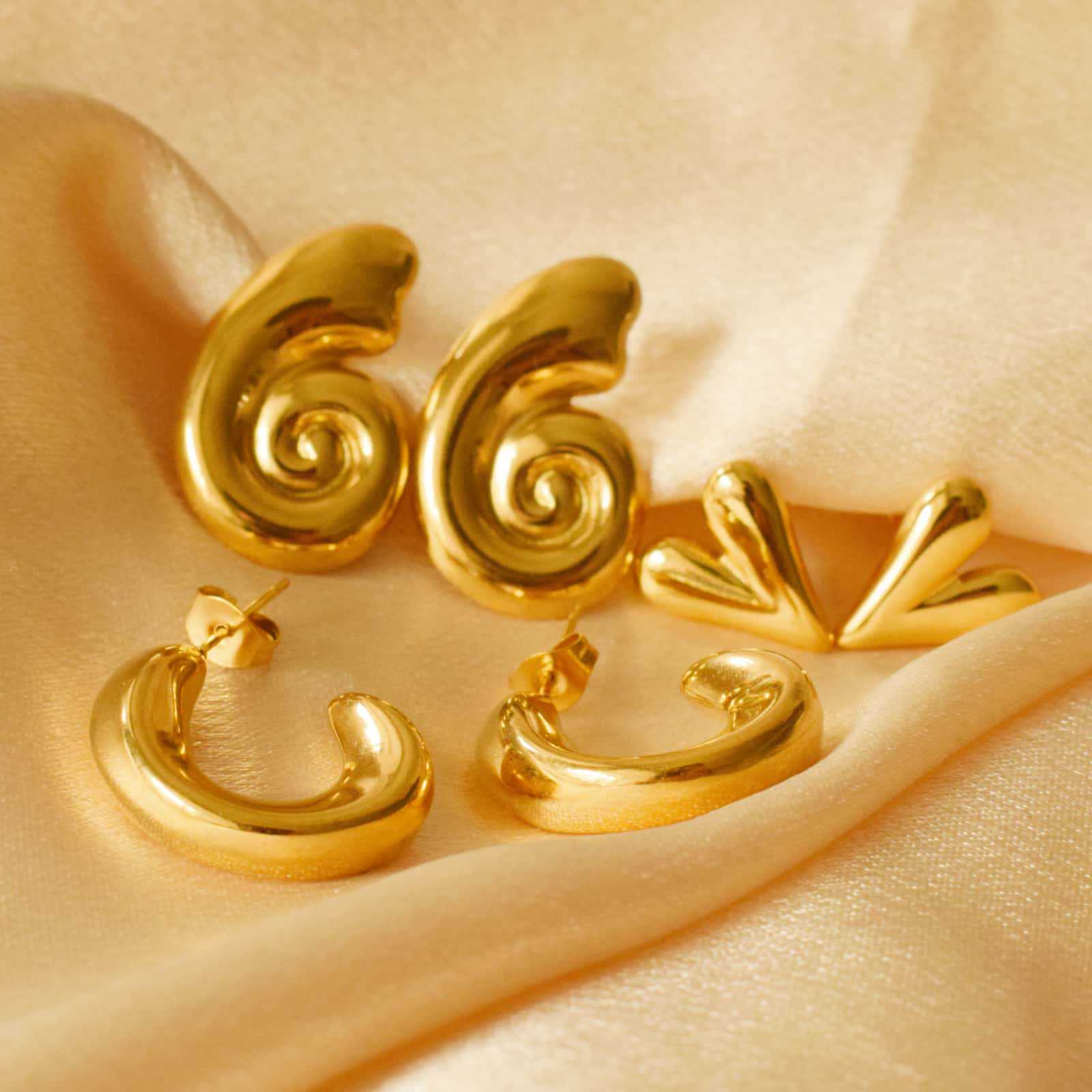 304 Stainless Steel Material 1 Pair Casual Elegant Lady Conch Heart Shape Plating 304 Stainless Steel Earrings