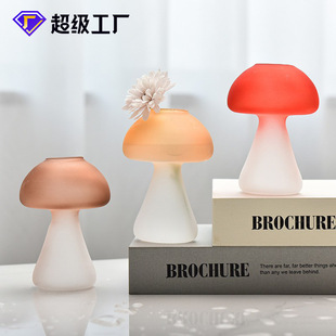 Creative Mushroom Vase Color Transparent Glass Hydroponic Vase Home Decoration Characteristic Aromatherapy Bottle Ornaments