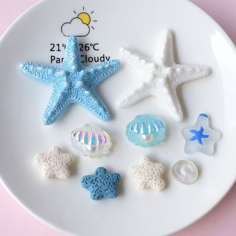 Ocean Heart Croc Shoes Flower Shoe Buckle with Pearl Shell Volcanic Stone Starfish DIY Accessories Removable Cross-Border