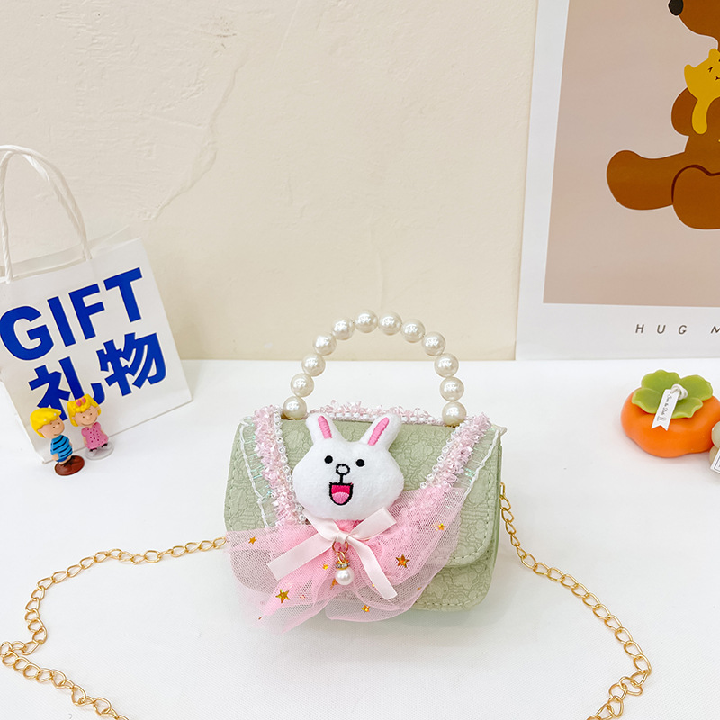 2023 nuevos niños de algodón y lino monedero niñas de viaje de compras elegante bolsa de mensajero de dibujos animados conejito bolsa de hombro