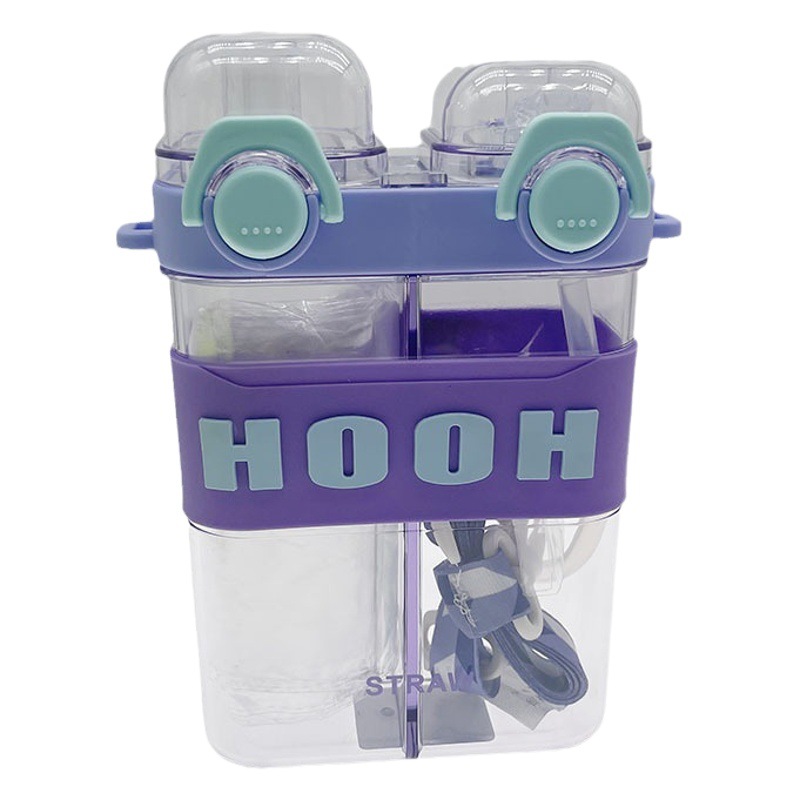 El comercio exterior de dibujos animados red cuadrada rojo doble paja taza de helado taza de plástico PC estudiante taza Correa al aire libre deportes taza