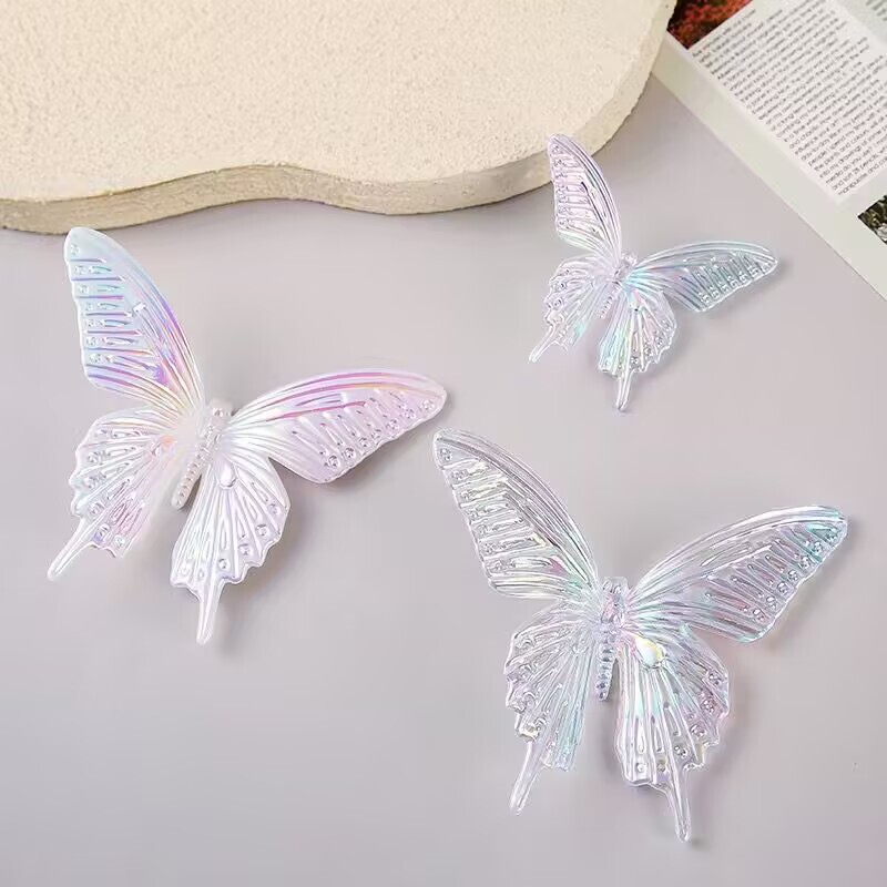 Aurora Laser Holed Butterfly DIY Handmade Jewelry Accessories Hairpin Mobile Phone Shell Goo Card Making Material Package Batch