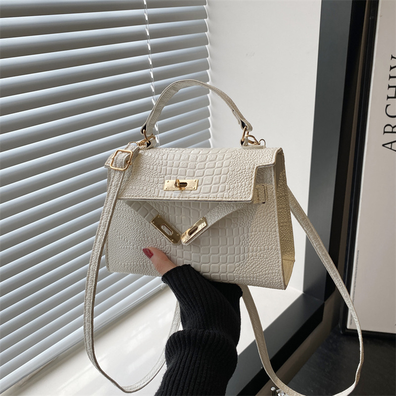 Bolso de mano blanco 2025, nuevo bolso de moda de otoño y invierno, bolso de tela, bolso de mochila, bolso de cocodrilo, bolso de Kelly