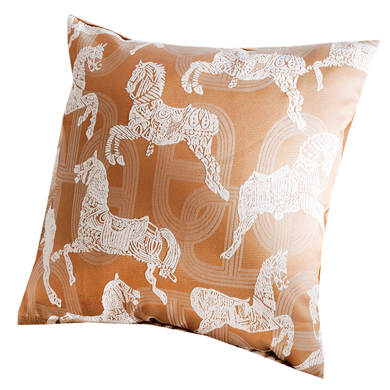 Funda de almohada de sofá de alta gama francesa de lujo ligero de estilo medio marrón, nueva almohada simple china, cojín de cabecera, respaldo