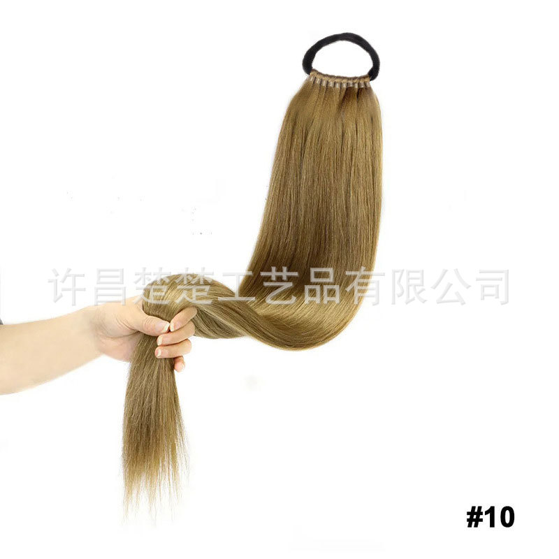 Comercio exterior transfronterizo peluca europea y americana cola de caballo pelo largo y liso cola de caballo sintética extensión de cabello cola de caballo de mujer trenzas falsas al por mayor