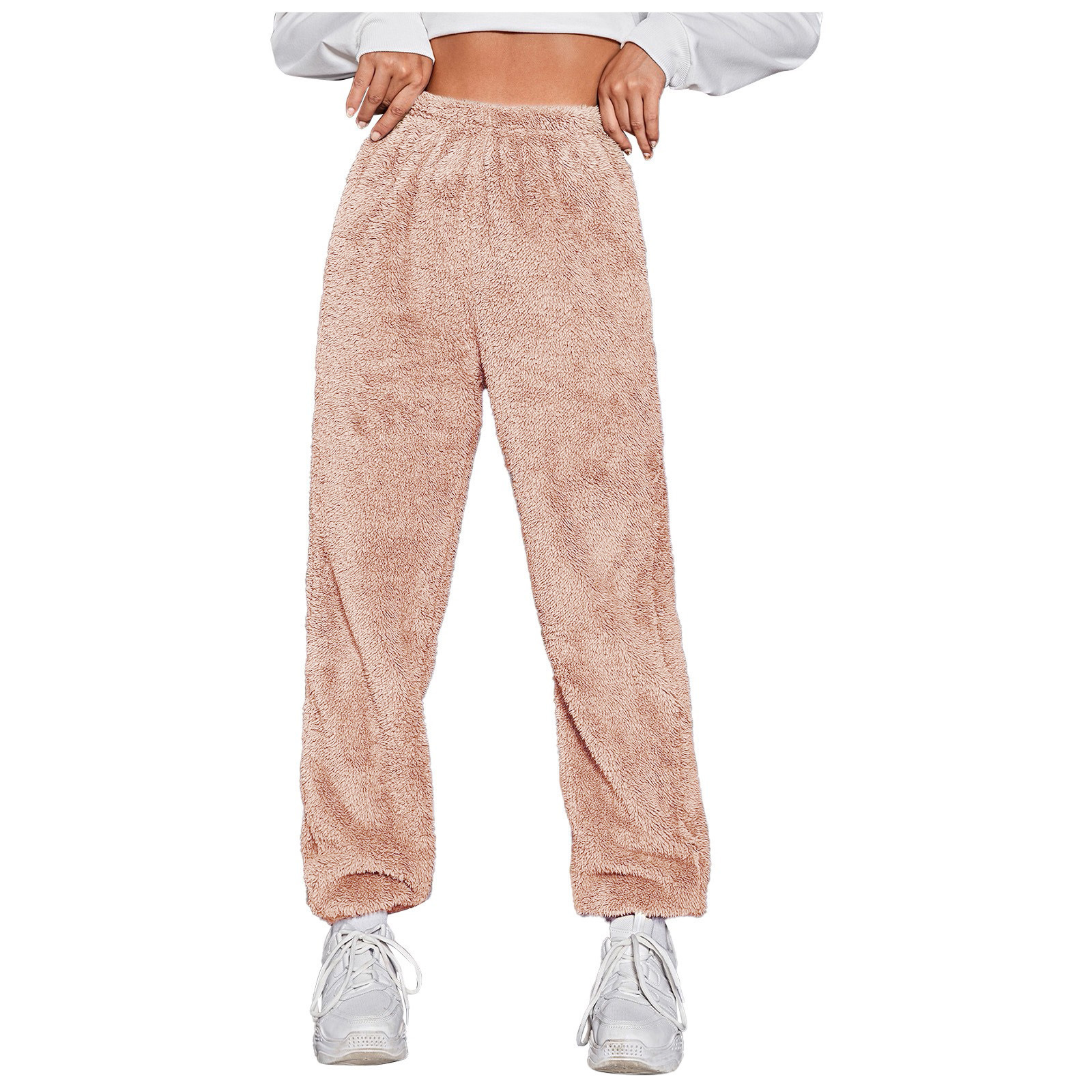 2023 Ropa de mujer transfronteriza europea y americana Amazon AliExpress casual versátil color sólido pantalones largos de mujer pantalones deportivos de lana temperamento image 9