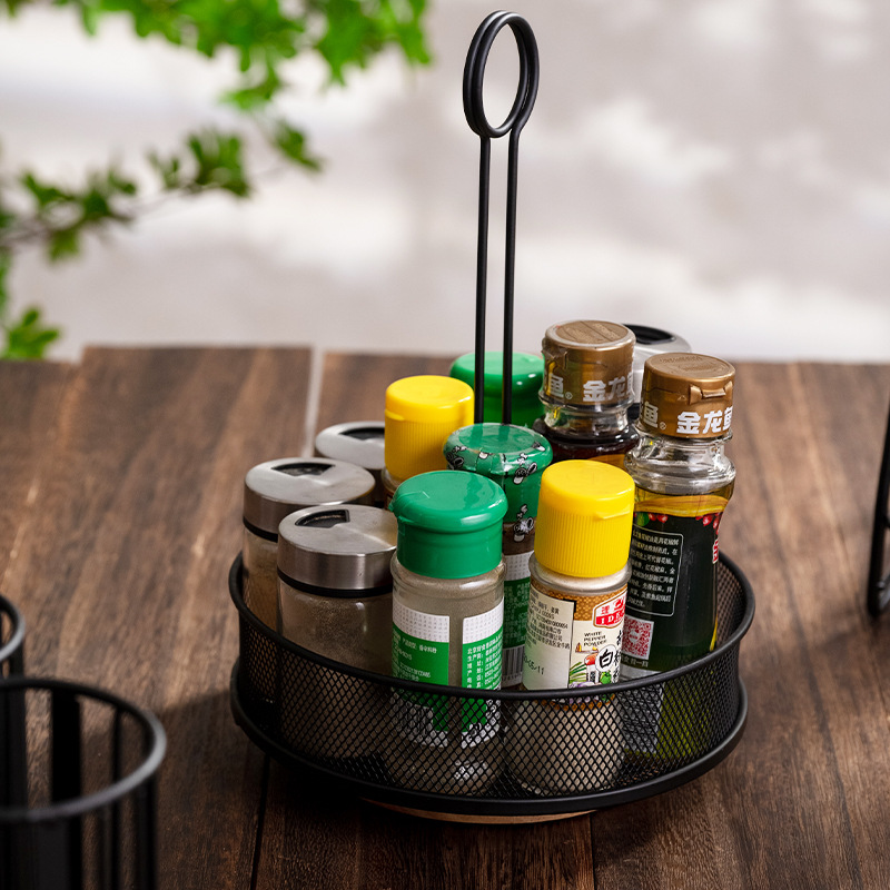 Rotating Spice Rack Kitchen Countertop Multifunctional Salt Soy Sauce Bottle Jar Seasoning Storage Supplies Household Collection