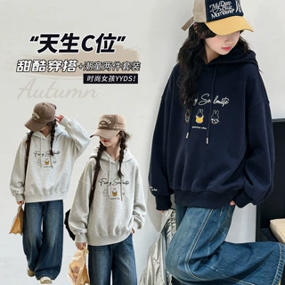 女童卫衣秋季2026新款中大童韩系百搭休闲卡通连帽超好看儿童上衣