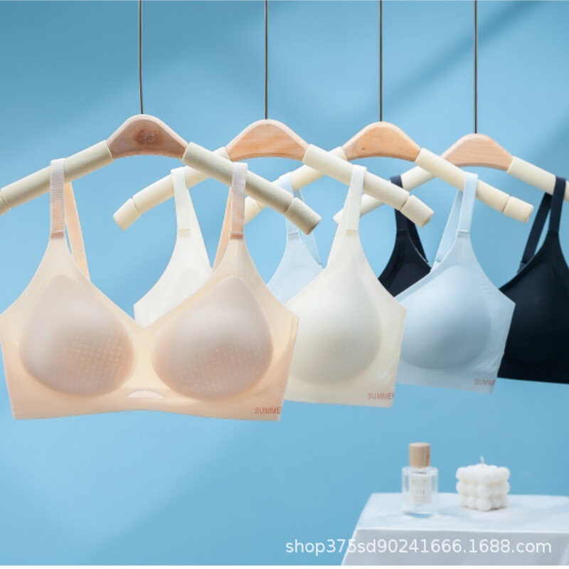 Summer Cool, Light, Breathable and Traceless Underwear Large Size Split Fixed Cup High School Student and College Student Bra