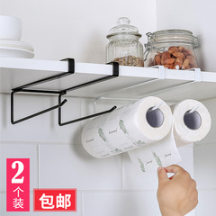 雙杆櫥櫃紙巾架鐵藝粘貼置物架廚房吊櫃紙巾架