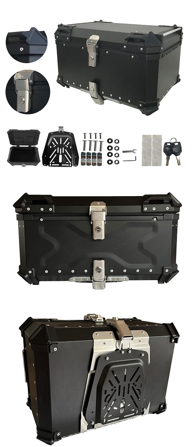 Factory Direct Sales Abs Plastic Tail Box Motorcycle Trunk Electric Scooter Storage Box Scooter Quick-Release Rear Trunk