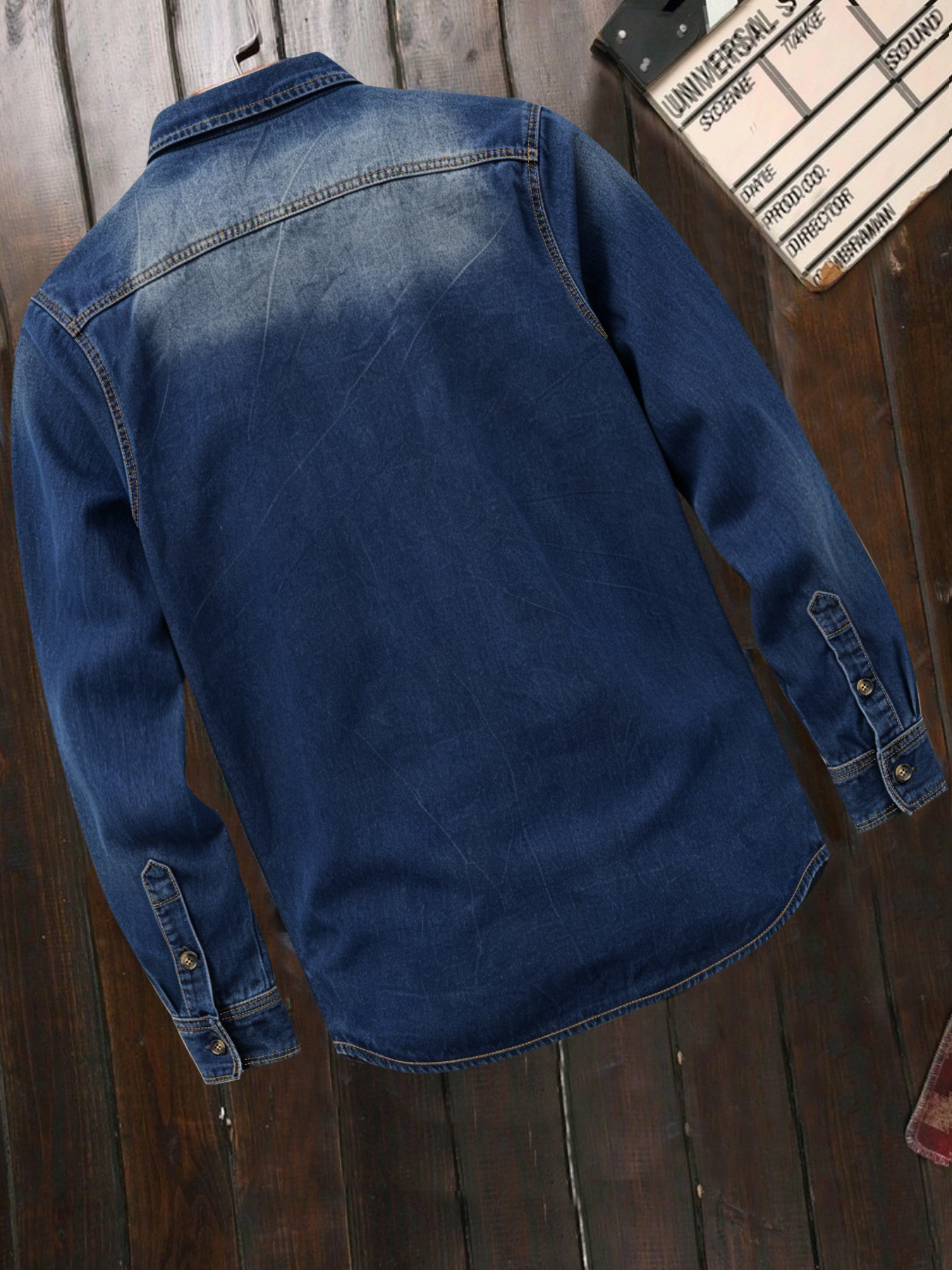 Men's American Style Long Sleeved Shirt Spring Summer Denim Jacket Washed Youth Cross Border Casual Clothing_viptrois.com