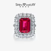 Shipe Jewellery 2024 новый роскошный 10ct рубинкрустация кольца руки 10*14 геометрический темперамент женское кольцо 925