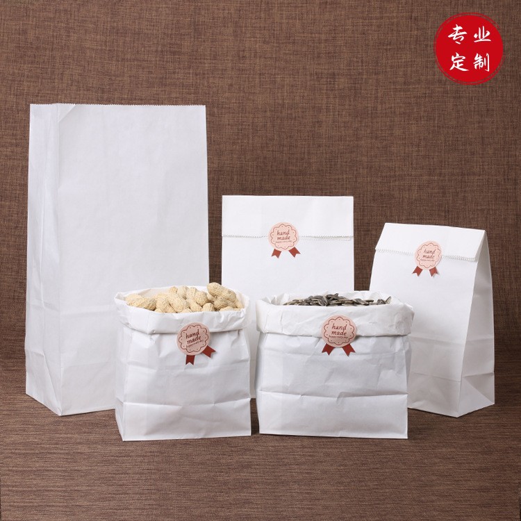 现货牛皮纸方底袋SOS风琴袋纸袋面包袋烘焙食品袋可降解包装袋