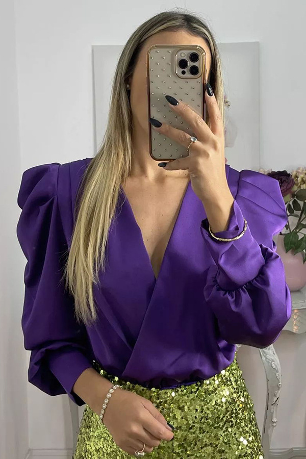 Frau Bluse Lange Ärmel Blusen Lässig Klassischer Stil Einfarbig display picture 10