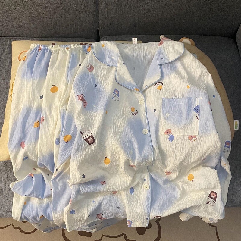 Clouds Cotton Pajamas Women's Spring and Autumn Internet Showtime High Color Value Cute Sweet Girly Sense Outwear suit