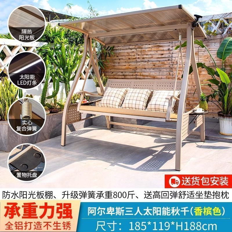 户外双人吊床秋千庭院荡秋千室外室内小院摇篮家用花园铁艺摇摇椅|undefined