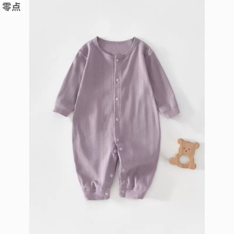 婴儿春夏衣服棉薄款套装新生儿空调服睡衣夏季长袖男女宝宝哈衣