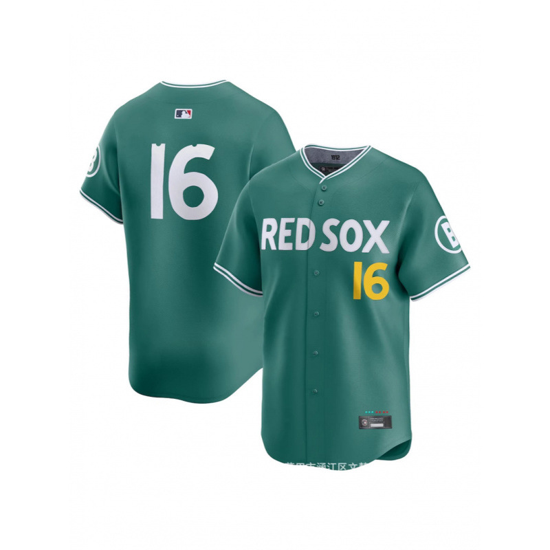 Cross-border Foreign Trade 2025 Red Sox Green City Connection Limited Baseball, numbers 2, 11, 16, 34 in stock