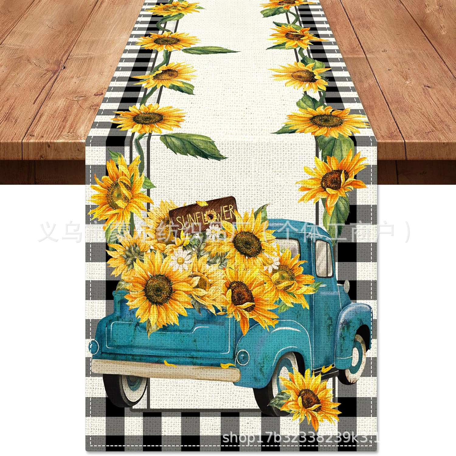 Hello Sunshine Imprint Table Bandera Transfronteriza Primavera / Verano Fiesta de la atmósfera Decoración de mesa de lino Floral Playa Mesa de mesa