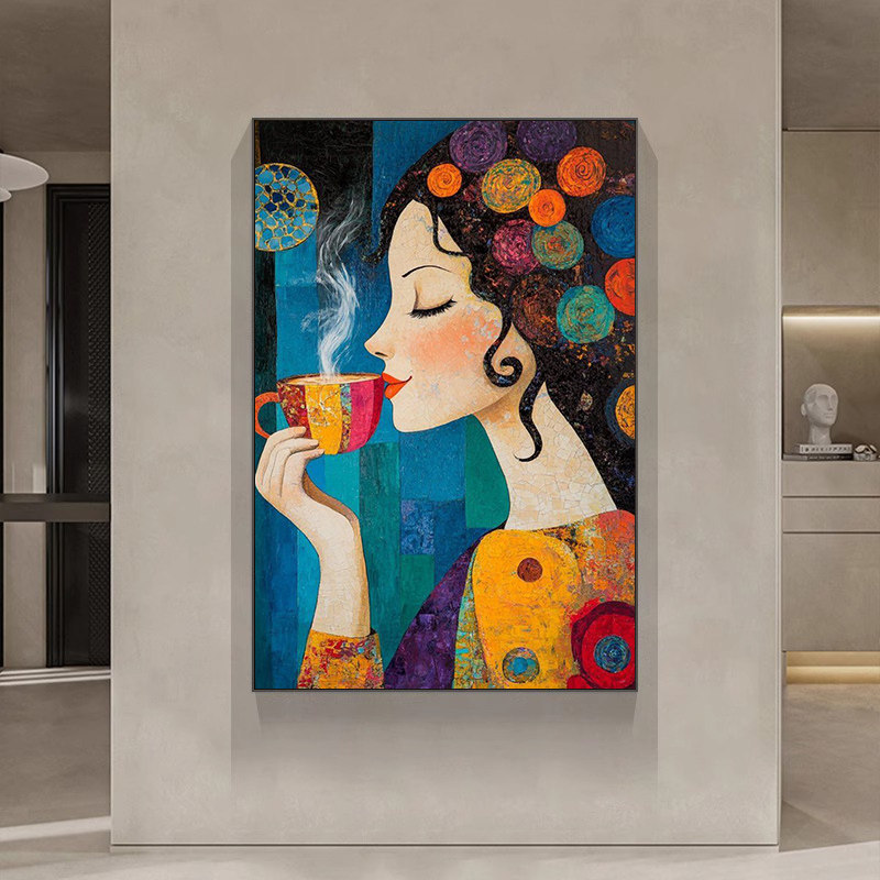 Minimalist Painting, Modern Abstract Art, Decorative Painting for Living Room, High-End Entrance Wall Art, Creative Portrait, Floor-Standing Painting, Hanging Painting