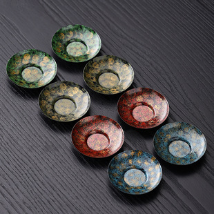 Old Iron Lacquer Coaster Tea Cup Holder Light Luxury High-Level Creative Retro Tea Holder Heat Insulation Mat Household Tea Set Accessories
