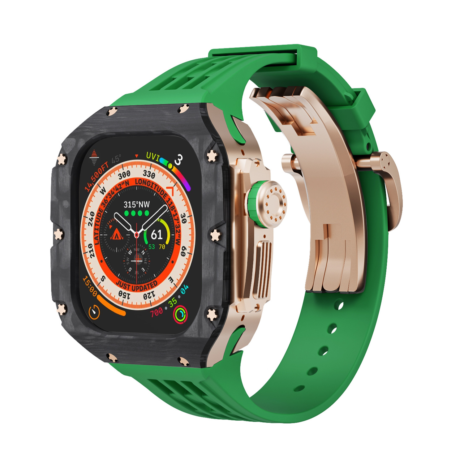 Fibra de carbono caja reloj para Apple Watch modificación Shell iwatch ultra Titanium aleación integrado protección 49mm