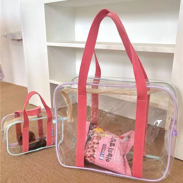 Summer creamy capacious waterproof beach one-shoulder bag PVC for…